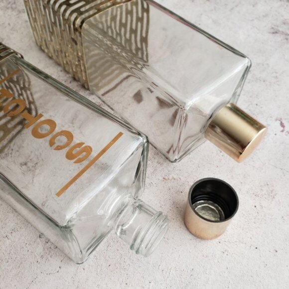 Vintage Midcentury Modern Bohemian Bar Decor Glass Containers Bottles Scotch Rye - Picture 6 of 10